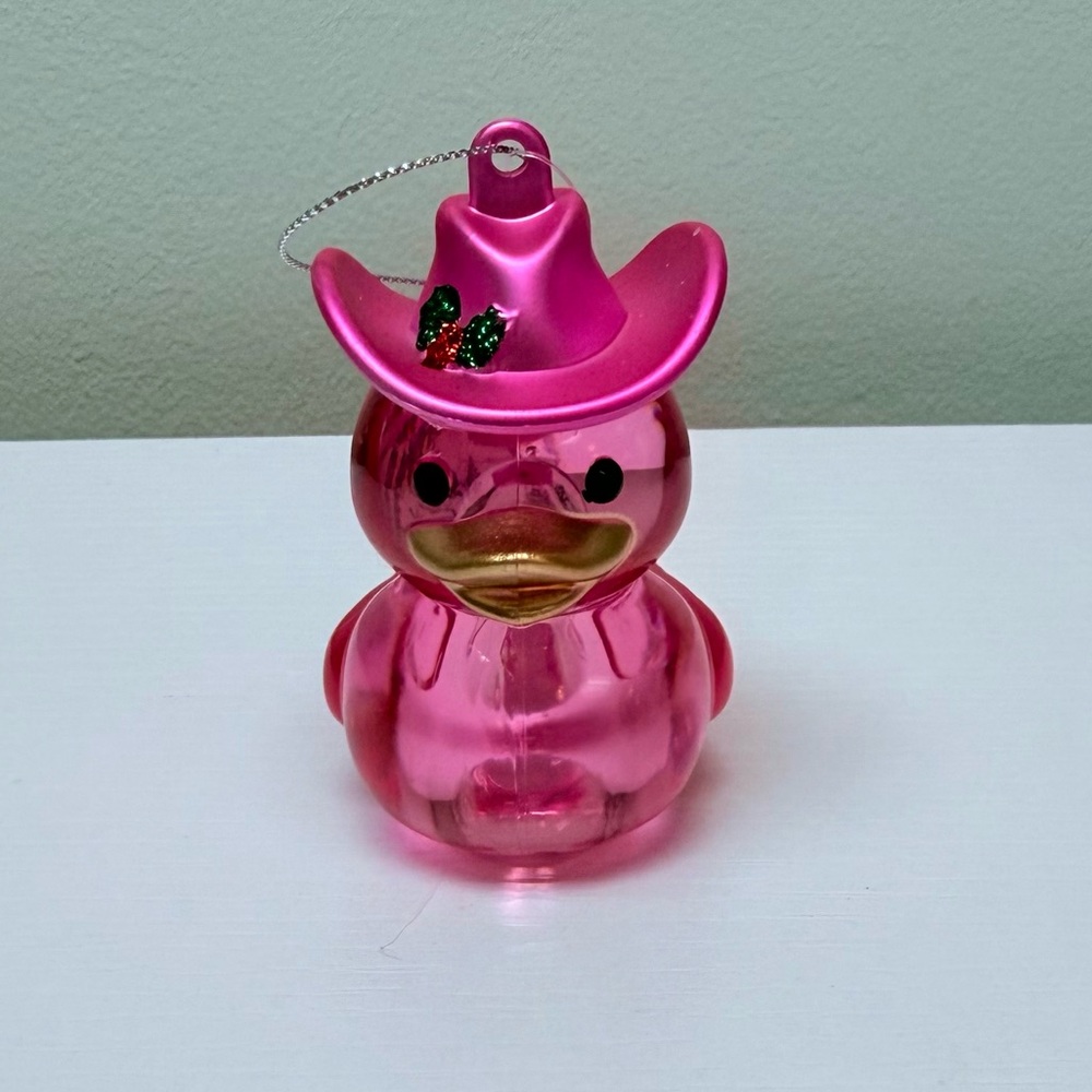 New! Pink Holiday Duck with Cowboy Hat ornament